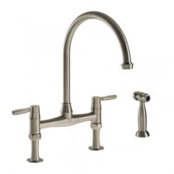 Abode Brompton Dual Lever Bridge Mixer With Handspray Pewter