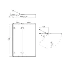 Aquadart Venturi 8 Hinged Bath Screen Black -Home Furnishings aquadart aq6002 blk 2