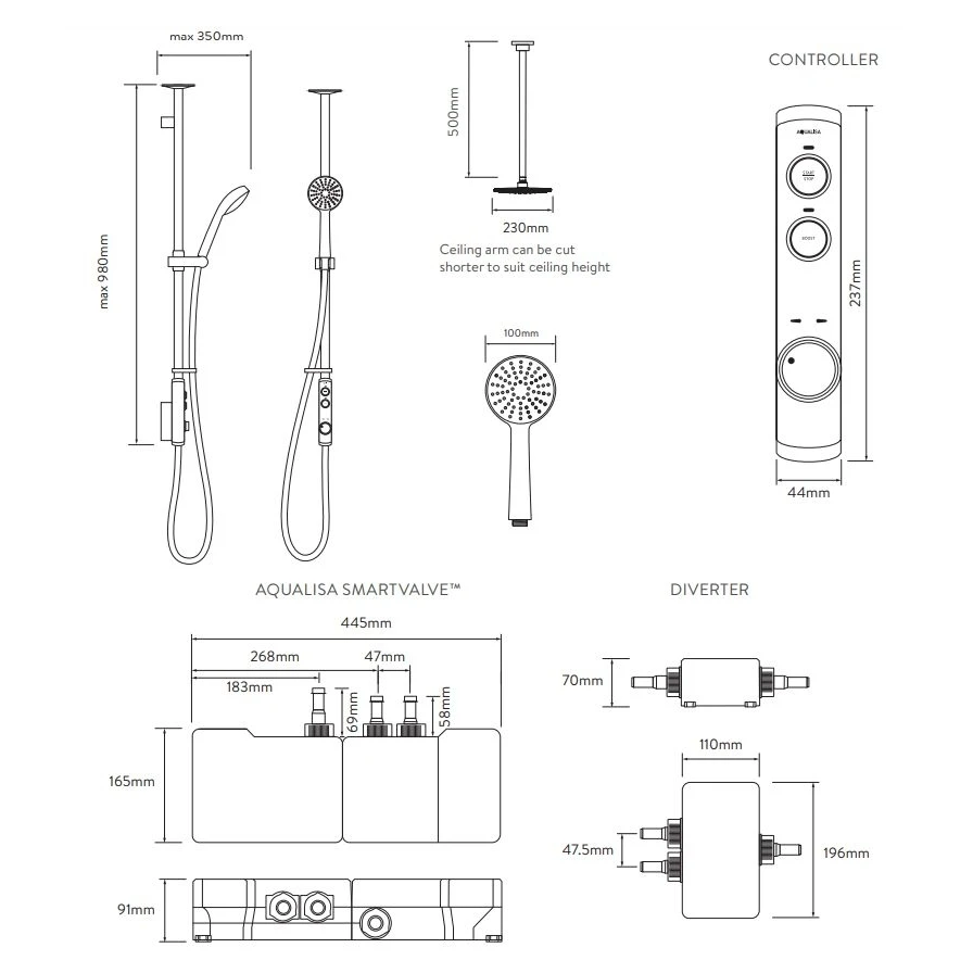Aqualisa ISystem Smart Exposed With Adjustable & Ceiling Heads (Gravity Pumped) 4 Aqualisa ISystem Smart Exposed With Adjustable & Ceiling Heads (Gravity Pumped) - Image 2