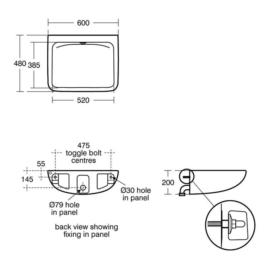 Armitage Shanks Contour 21 60cm Basin No Tapholes S0444 4 Armitage Shanks Contour 21 60cm Basin No Tapholes S0444 - Image 2