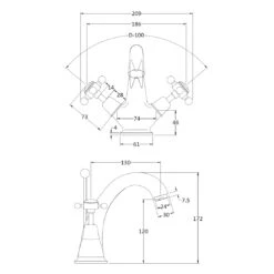 Bayswater White Mono Basin Mixer With Crosshead & Dome Collar 5 Bayswater White Mono Basin Mixer With Crosshead & Dome Collar -Home Furnishings bayswater bayt205 2