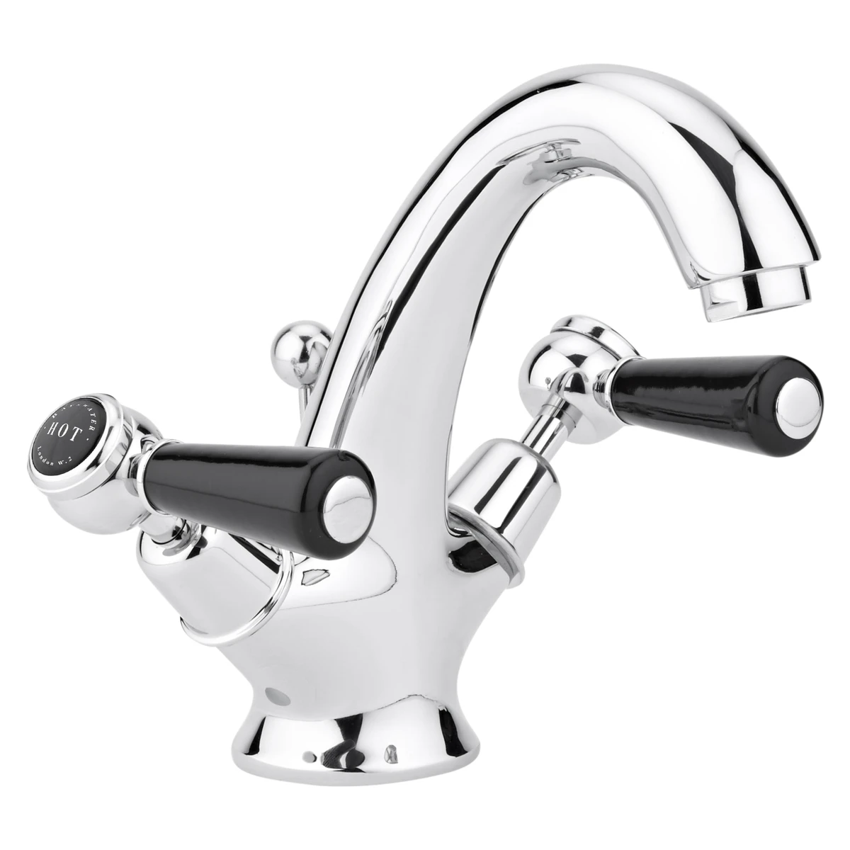 Bayswater Black Mono Basin Mixer With Lever & Dome Collar 3 Bayswater Black Mono Basin Mixer With Lever & Dome Collar