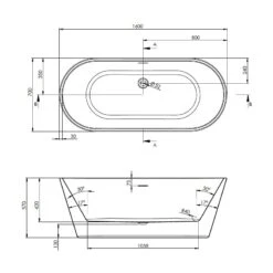 BC Designs Bletchley 1600x700mm Freestanding Double Ended Bath -Home Furnishings bcdesigns bae001 2
