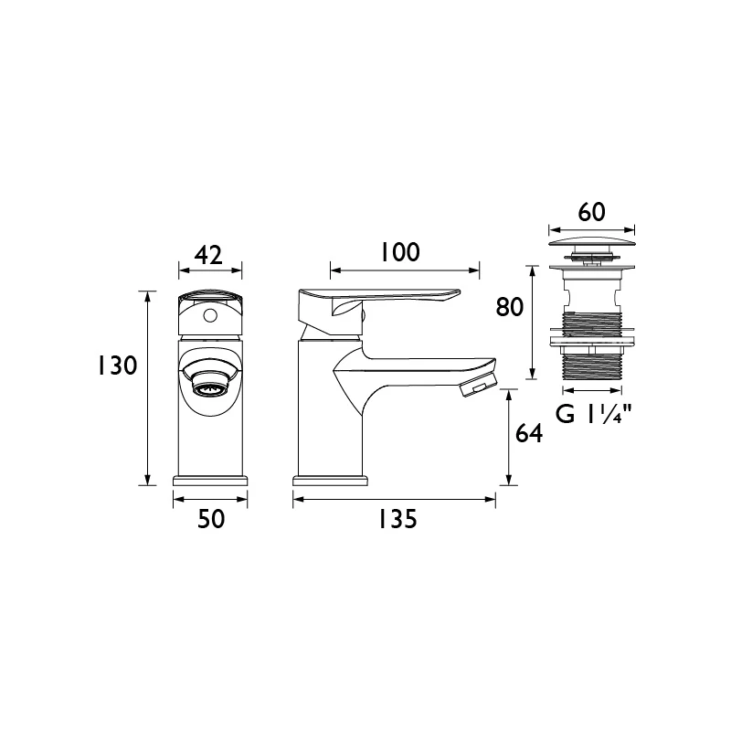 Bristan Opus Basin Mixer With Clicker Waste 4 Bristan Opus Basin Mixer With Clicker Waste - Image 2