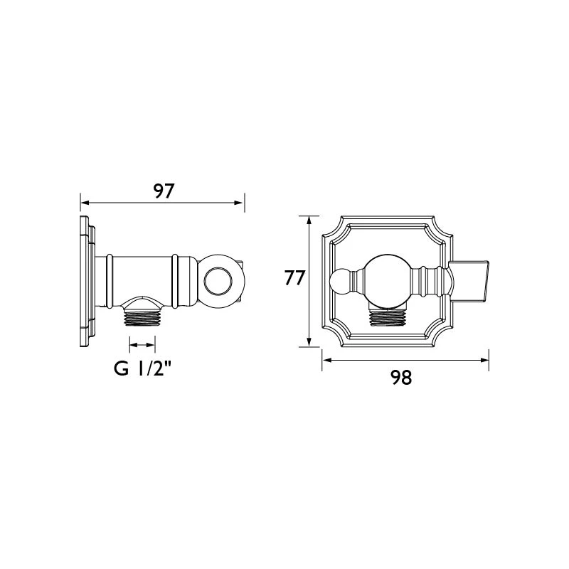 Bristan Traditional Wall Outlet Handset Holder Bracket Square 4 Bristan Traditional Wall Outlet Handset Holder Bracket Square - Image 2