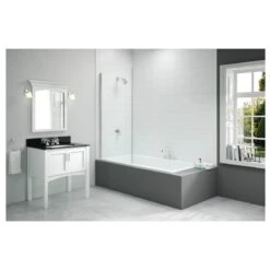 Merlyn 800x1500mm Single Fixed Square Bath Screen