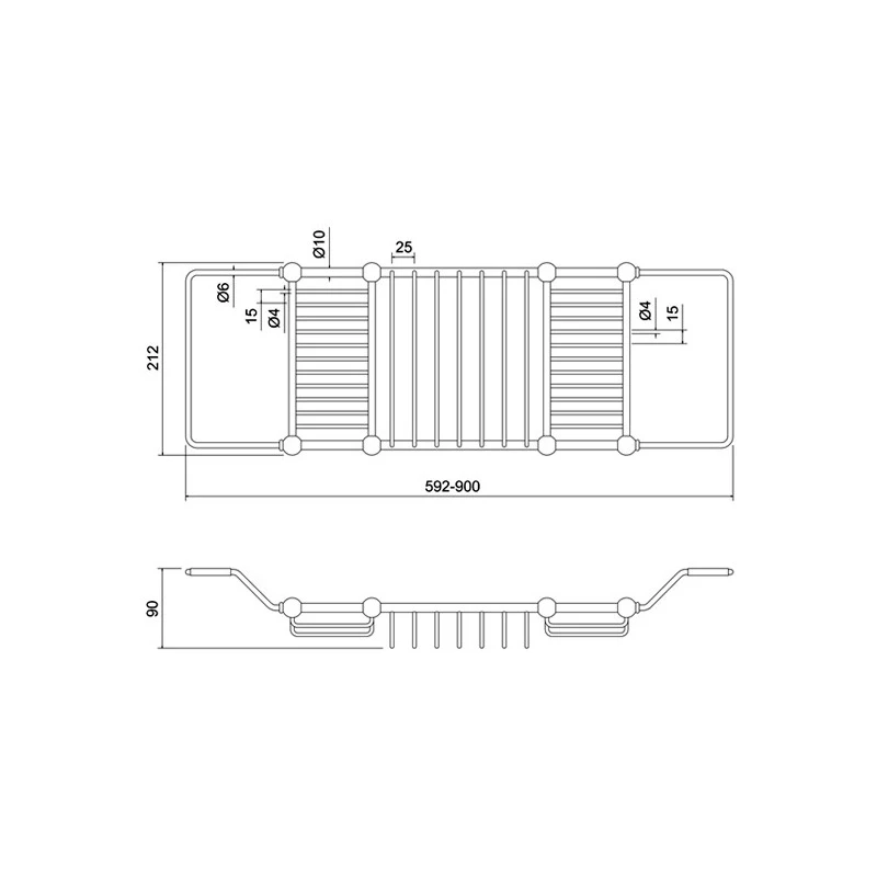 Burlington Brass Extendable Bath Rack 4 Burlington Brass Extendable Bath Rack - Image 2