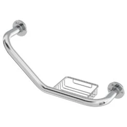 Burlington Angled Rail With Soap Basket Right Hand Chrome