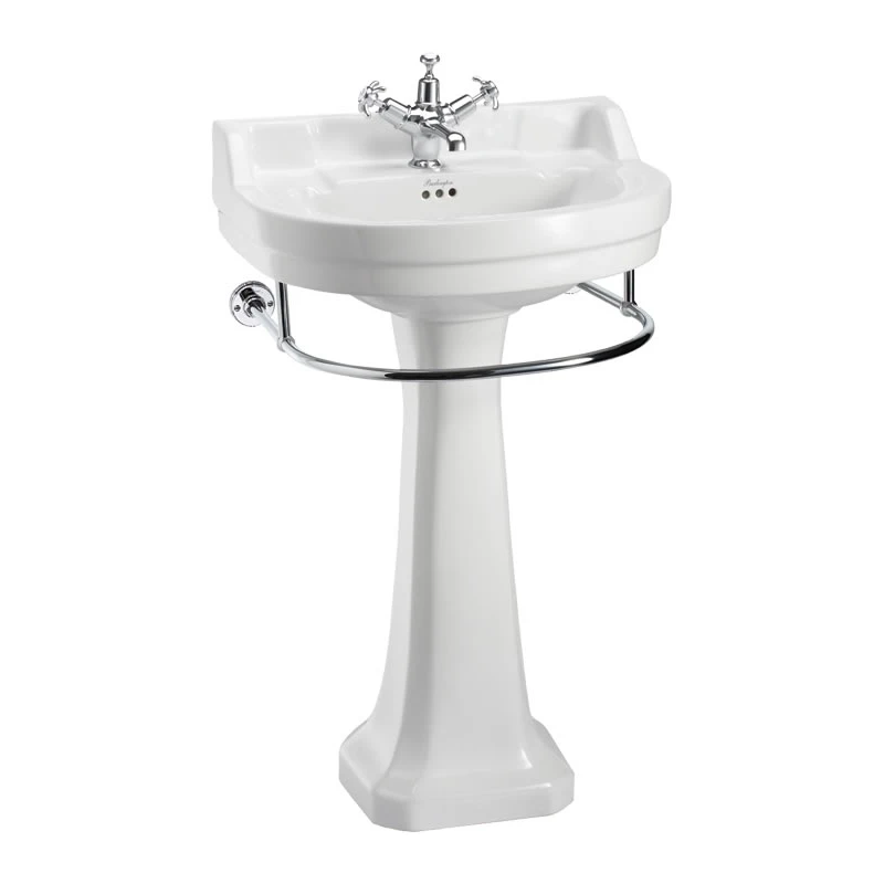 Burlington Edwardian Round 56cm 2 Hole Basin, Rail & Pedestal 3 Burlington Edwardian Round 56cm 2 Hole Basin, Rail & Pedestal