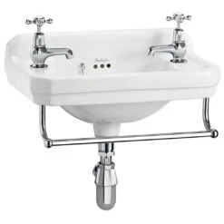 Burlington Edwardian 51cm 2 Hole Cloakroom Basin & Towel Rail
