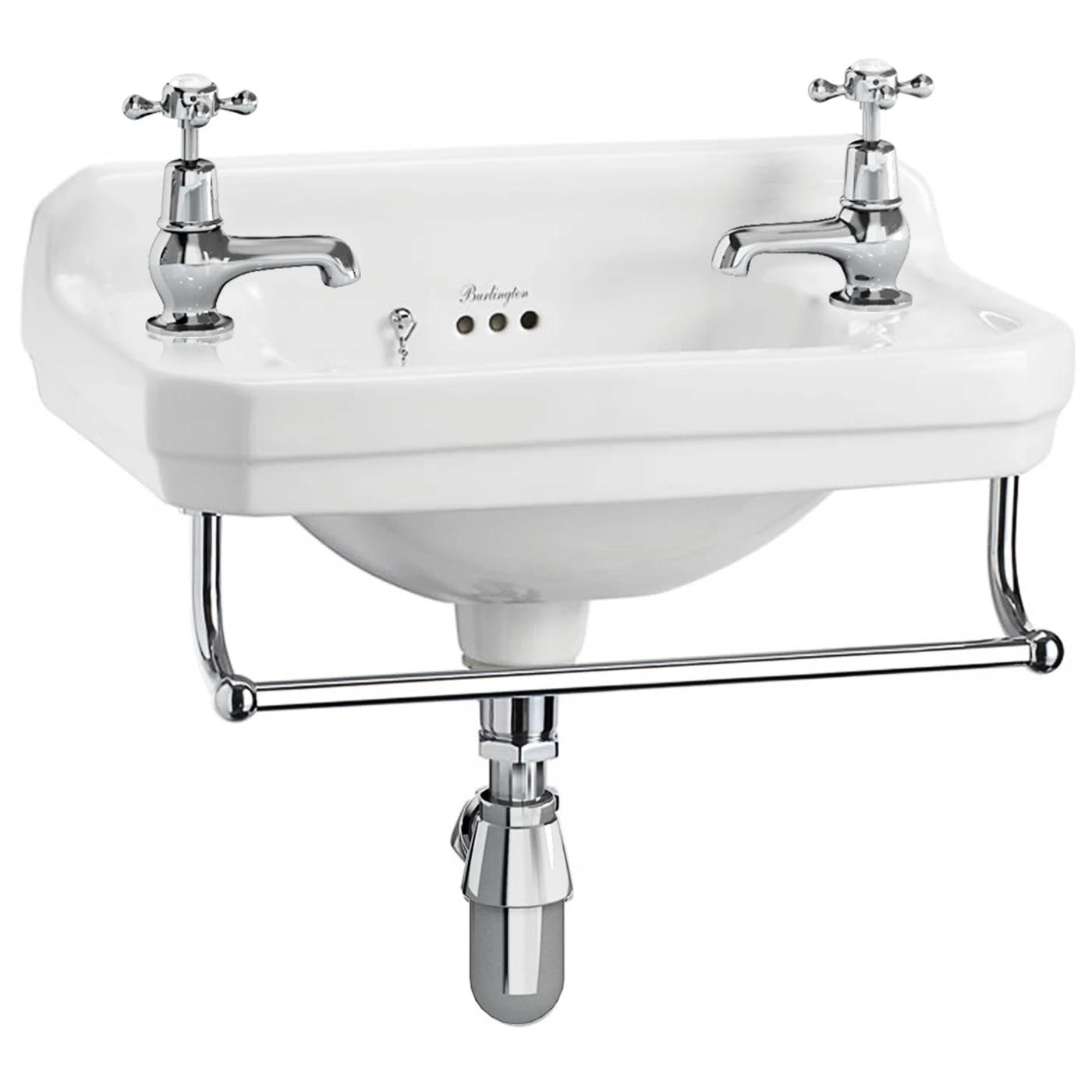 Burlington Edwardian 51cm 2 Hole Cloakroom Basin & Towel Rail 3 Burlington Edwardian 51cm 2 Hole Cloakroom Basin & Towel Rail