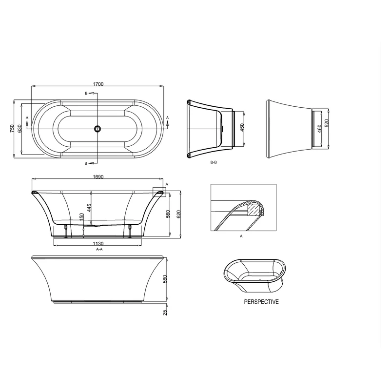 Burlington Brindley Double Ended Bath With Surround 4 Burlington Brindley Double Ended Bath With Surround - Image 2