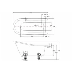 Burlington Buckingham Slipper Bath With Luxury Feet -Home Furnishings burlington e6 l1c 2