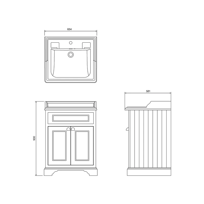 Burlington Freestanding 65cm Vanity Unit & 1 Hole Basin 4 Burlington Freestanding 65cm Vanity Unit & 1 Hole Basin - Image 2