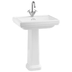 Burlington Riviera 650mm Square No Taphole Basin & Full Pedestal