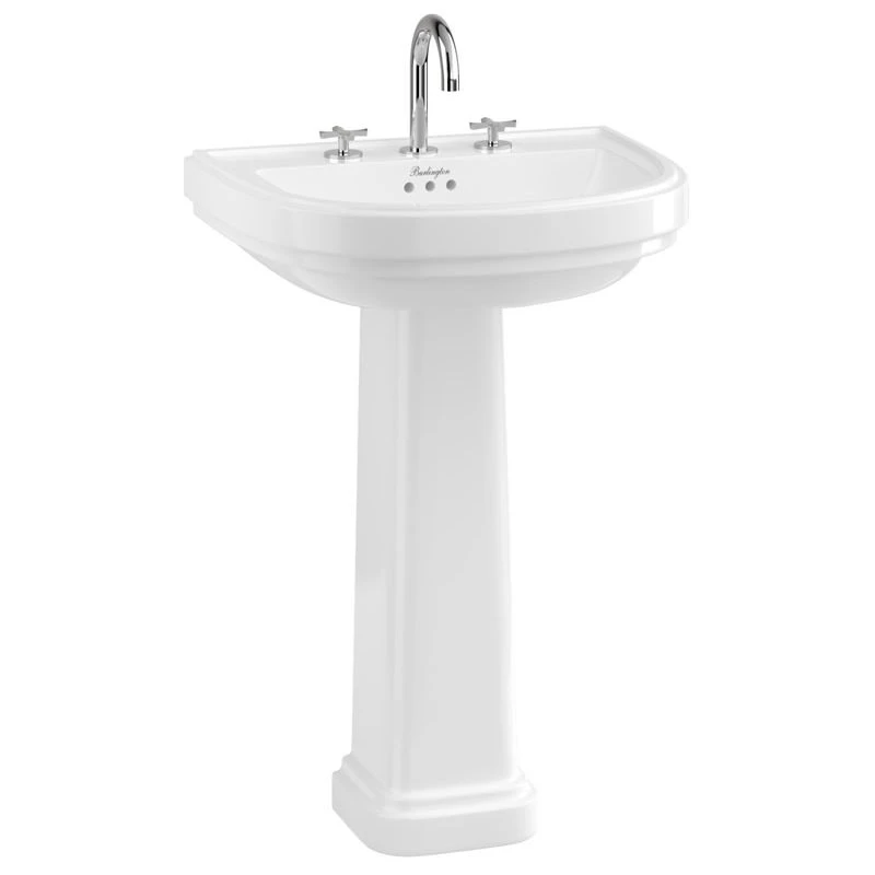 Burlington Riviera 58cm D Shape 3 Taphole Basin & Full Pedestal 3 Burlington Riviera 58cm D Shape 3 Taphole Basin & Full Pedestal