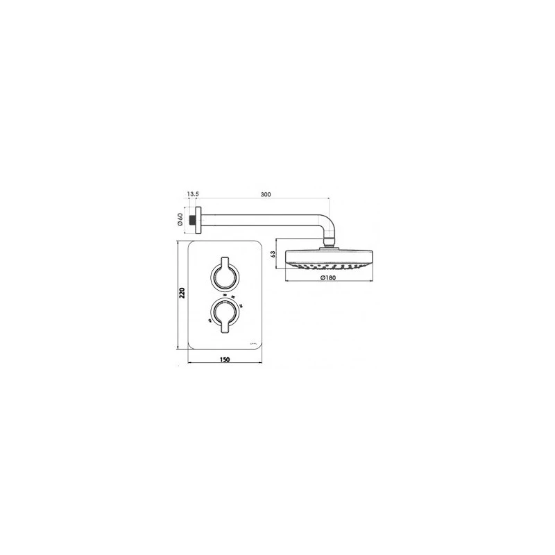 Cifial Coule Thermostatic Fixed Shower Kit Chrome 4 Cifial Coule Thermostatic Fixed Shower Kit Chrome - Image 2