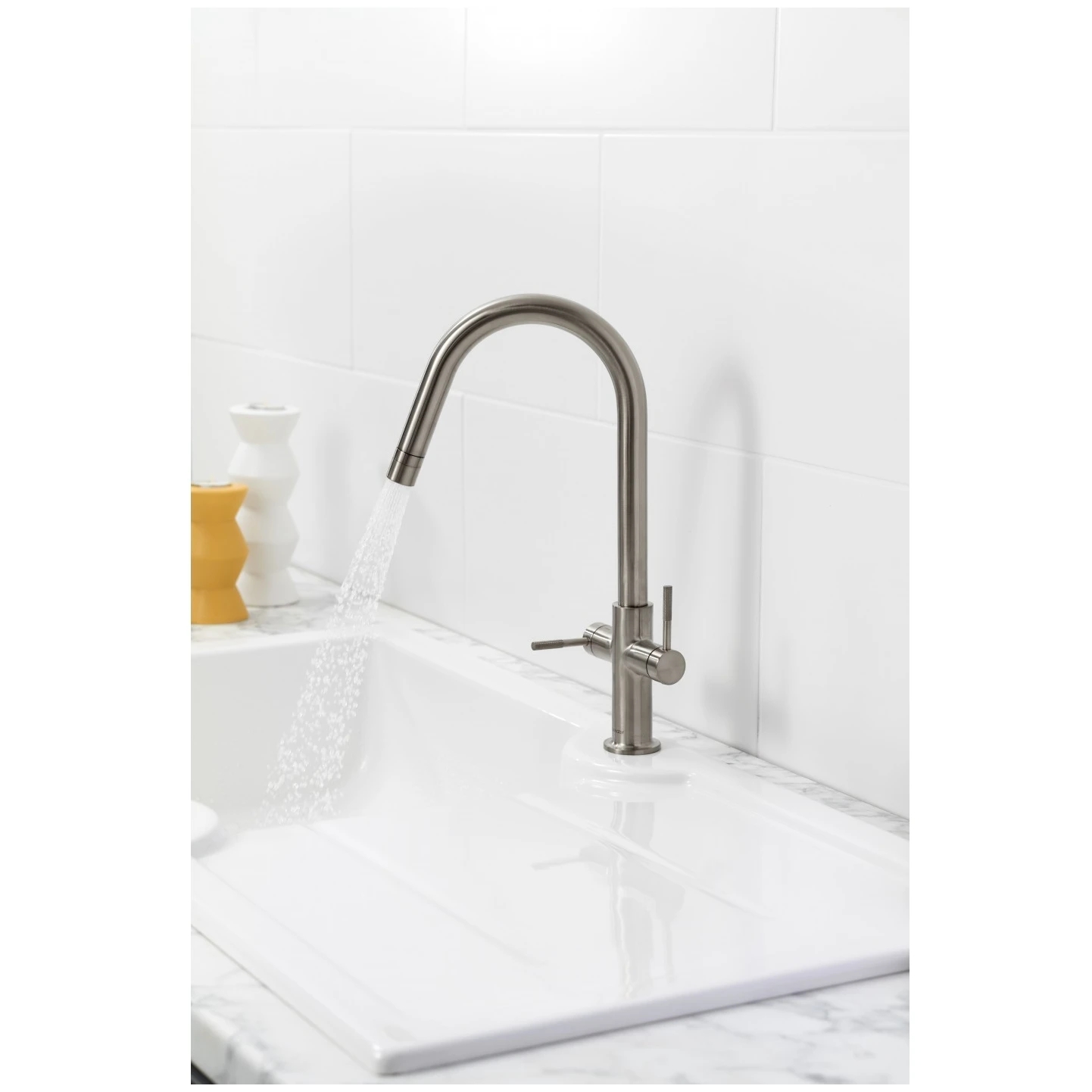 Clearwater Topaz Kitchen Sink Mixer Tap J Spout Brushed Nickel 4 Clearwater Topaz Kitchen Sink Mixer Tap J Spout Brushed Nickel - Image 2