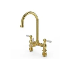 Ellsi 3 In 1 Traditional Bridge Hot Water Kitchen Mixer Brushed Brass/White