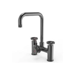 Ellsi 3 In 1 Industrial Bridge Hot Water Kitchen Sink Mixer Gun Metal