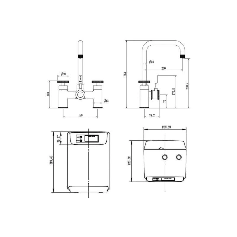 Ellsi 3 In 1 Industrial Bridge Hot Water Kitchen Sink Mixer Gun Metal 4 Ellsi 3 In 1 Industrial Bridge Hot Water Kitchen Sink Mixer Gun Metal - Image 2