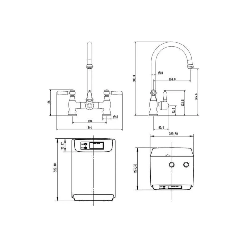 Ellsi 3 In 1 Traditional Bridge Hot Water Kitchen Mixer Brushed Copper/Black 4 Ellsi 3 In 1 Traditional Bridge Hot Water Kitchen Mixer Brushed Copper/Black - Image 2