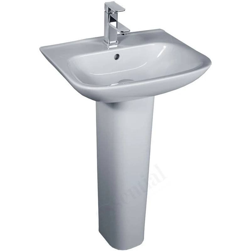 Essential Violet Pedestal Basin Only 450mm 1 Tap Hole White 3 Essential Violet Pedestal Basin Only 450mm 1 Tap Hole White