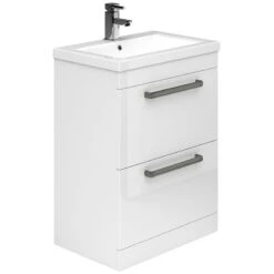 Essential Nevada 600mm 2 Drawer Floor Basin Unit & Basin White