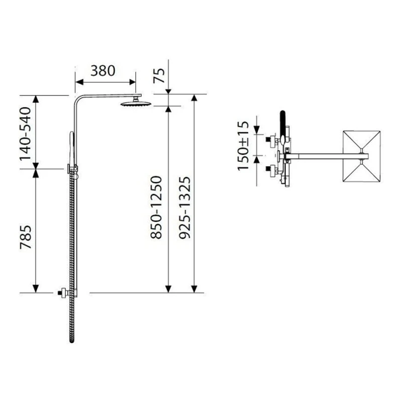 Essential Nine Xtreme Square External Thermostatic Shower Chrome 4 Essential Nine Xtreme Square External Thermostatic Shower Chrome - Image 2