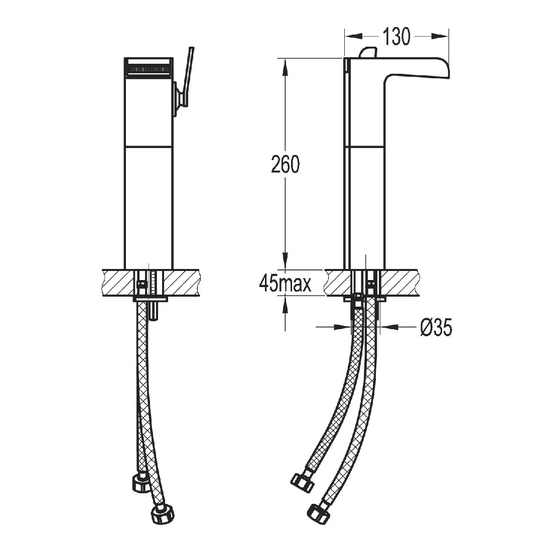 Flova Cascade Tall Single Lever Basin Mixer With Clicker Waste 4 Flova Cascade Tall Single Lever Basin Mixer With Clicker Waste - Image 2