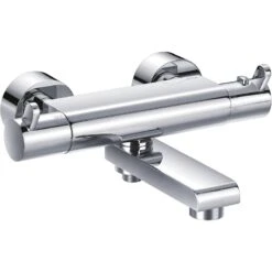 Flova Essence Wall Thermostatic Bath Shower Mixer With Spout