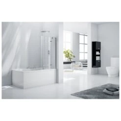 Frontline Aquaglass 6mm Frameless Bath Screen With 4 Folding Panels Right