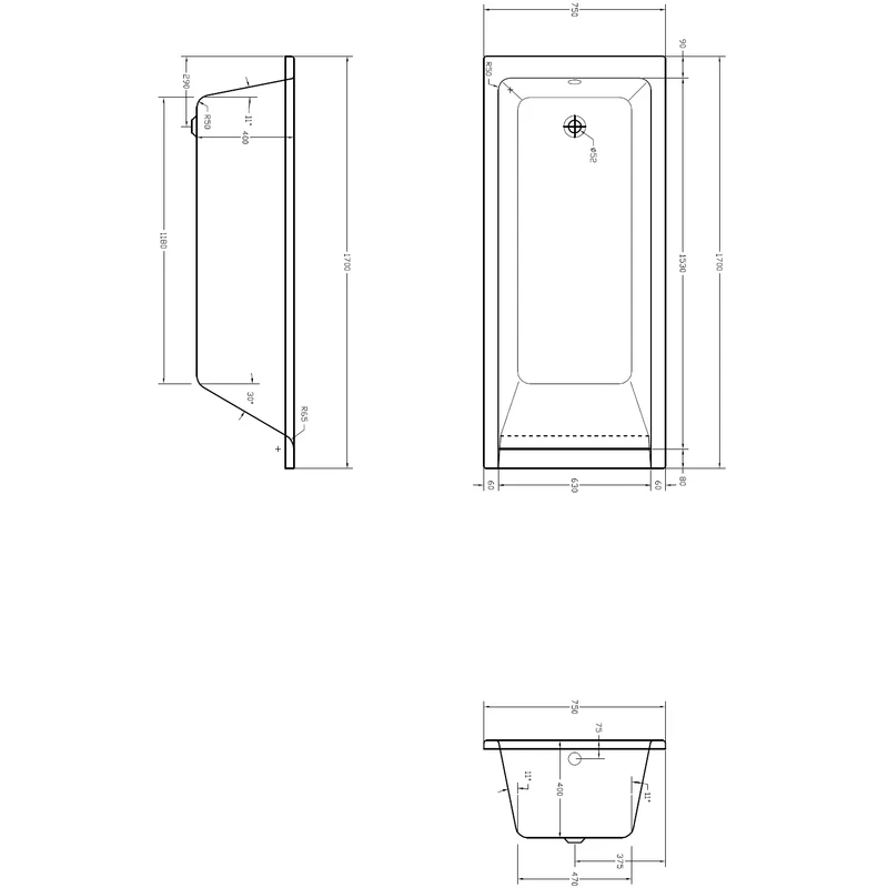 Frontline Aquabathe Medici 1700 X 750mm Bath 4 Frontline Aquabathe Medici 1700 X 750mm Bath - Image 2