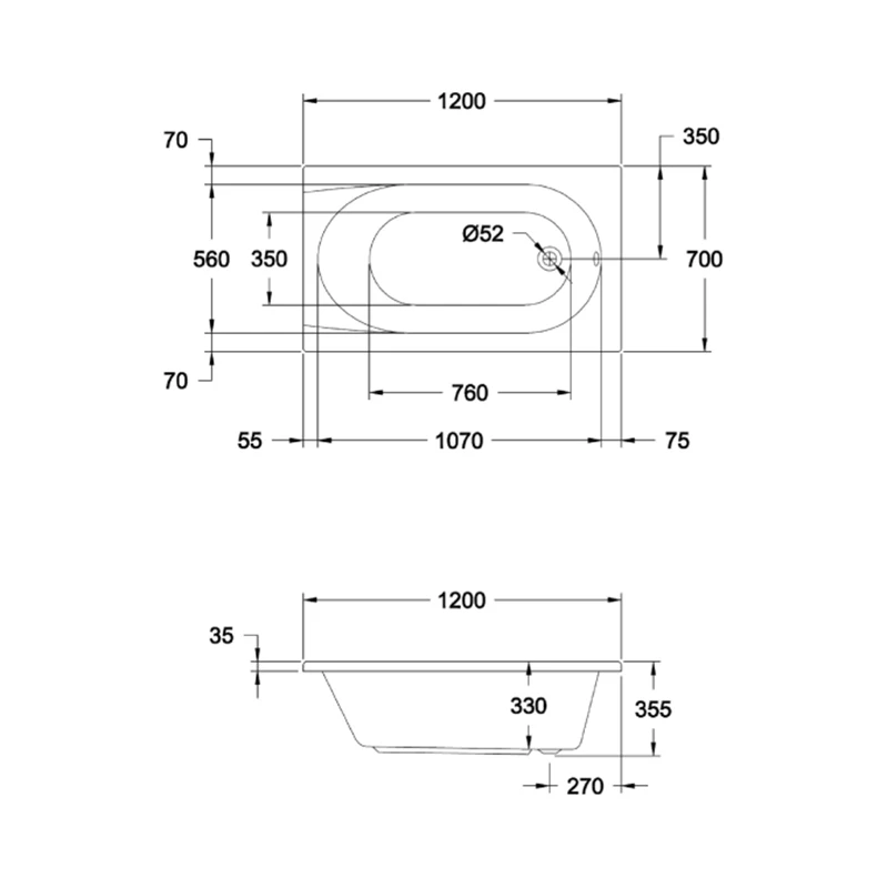 Frontline Aquabathe Caymen 1200 X 700mm Bath 4 Frontline Aquabathe Caymen 1200 X 700mm Bath - Image 2