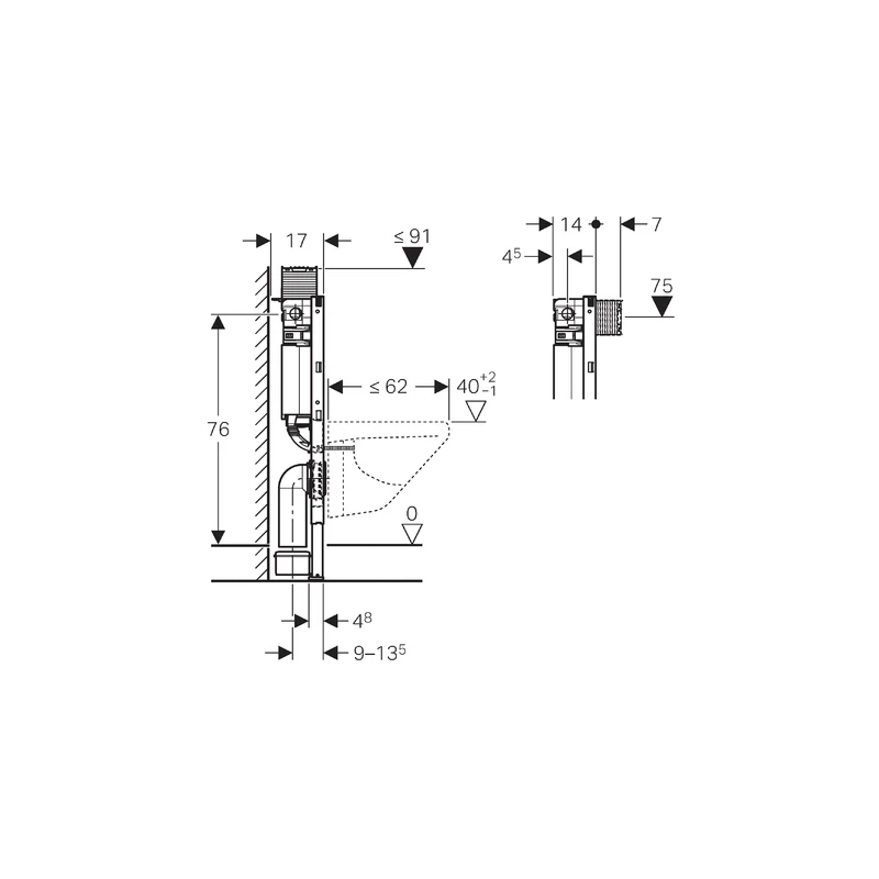 Geberit Duofix Frame With Omega Cistern 12cm, Height 82cm 5 Geberit Duofix Frame With Omega Cistern 12cm, Height 82cm - Image 3
