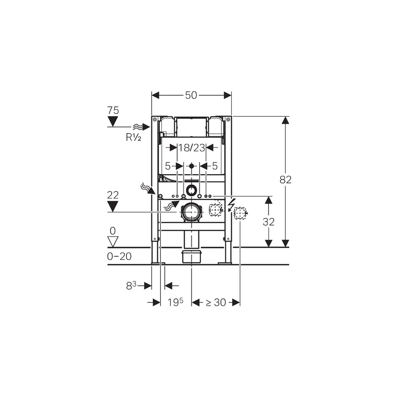 Geberit Duofix Frame For Wall Hung WC H82cm Kappa Cistern 15cm 4 Geberit Duofix Frame For Wall Hung WC H82cm Kappa Cistern 15cm - Image 2