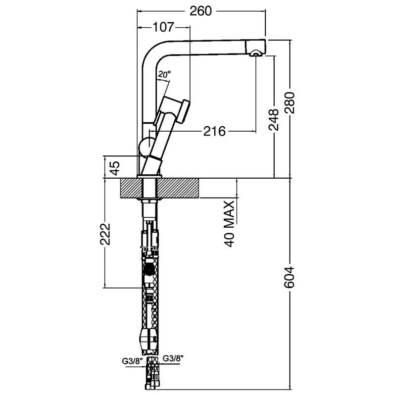 Gessi Oxygen Kitchen Sink Mixer 16556 Brushed Nickel 4 Gessi Oxygen Kitchen Sink Mixer 16556 Brushed Nickel - Image 2