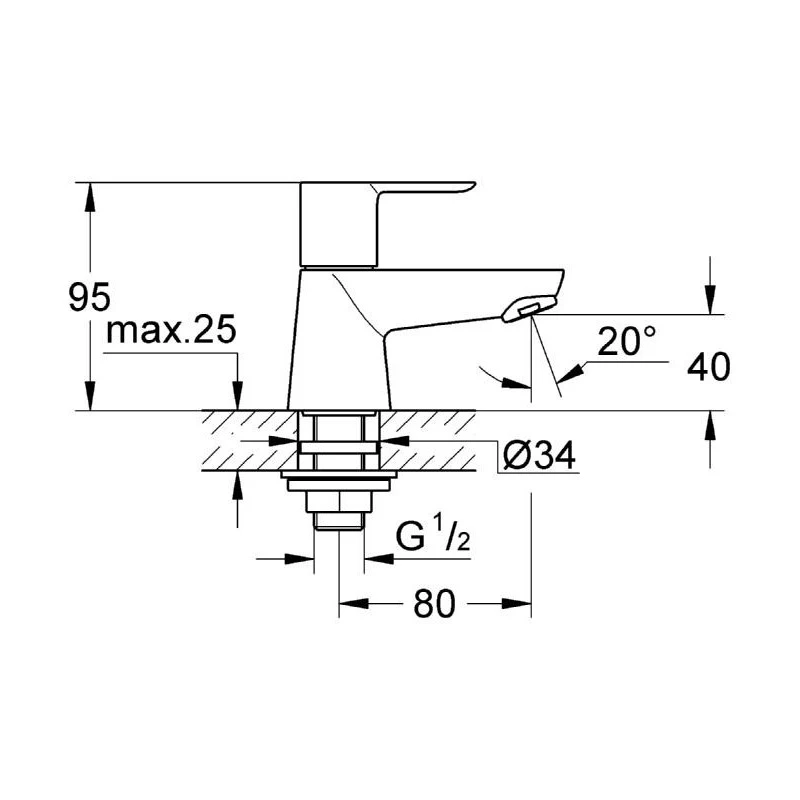 Grohe Bauloop Basin Tap 1/2″ 20422 4 Grohe Bauloop Basin Tap 1/2″ 20422 - Image 2