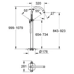 Grohe Grandera Floor Bath/Shower Mixer 1/2″ 23318 Chrome -Home Furnishings grohe 23318000 2