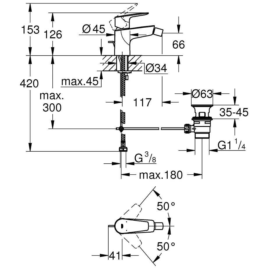 Grohe Bauedge Bidet Mixer With Pop Up Waste 23331 6 Grohe Bauedge Bidet Mixer With Pop Up Waste 23331 - Image 4