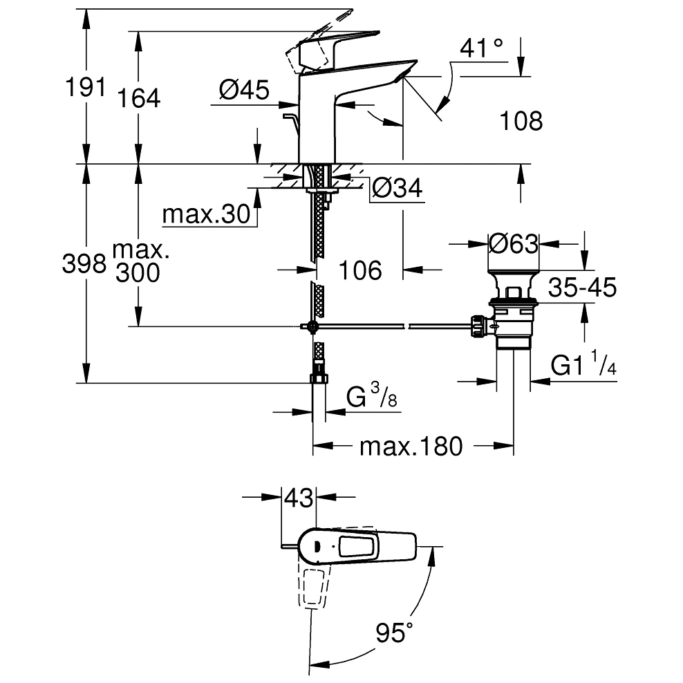 Grohe Bauloop M-Size Cold Start Basin Mixer With Pop Up Waste 23887 4 Grohe Bauloop M-Size Cold Start Basin Mixer With Pop Up Waste 23887 - Image 2