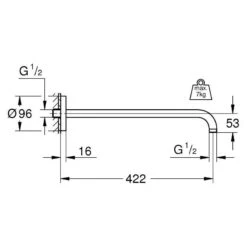 Grohe Rainshower Shower Arm 422mm 26146 Moon White -Home Furnishings grohe 26146ls0 3