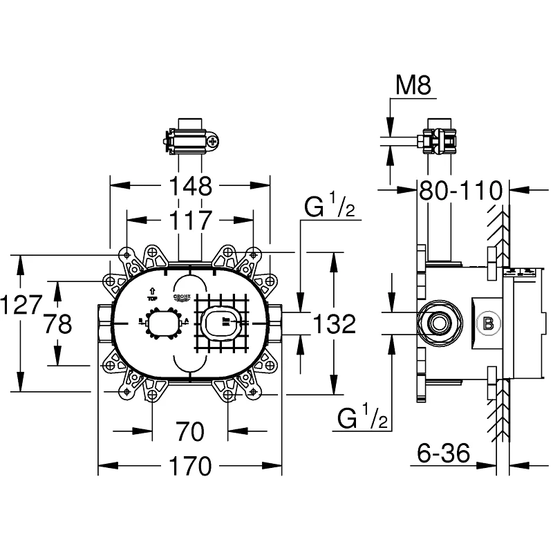 Grohe Rainshower 360 Rough-In Box 26264 4 Grohe Rainshower 360 Rough-In Box 26264 - Image 2