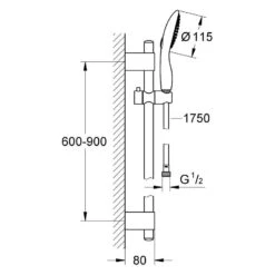Grohe Power&Soul 115 900mm Shower Rail Set 2 Sprays 27759 -Home Furnishings grohe 27759000 2