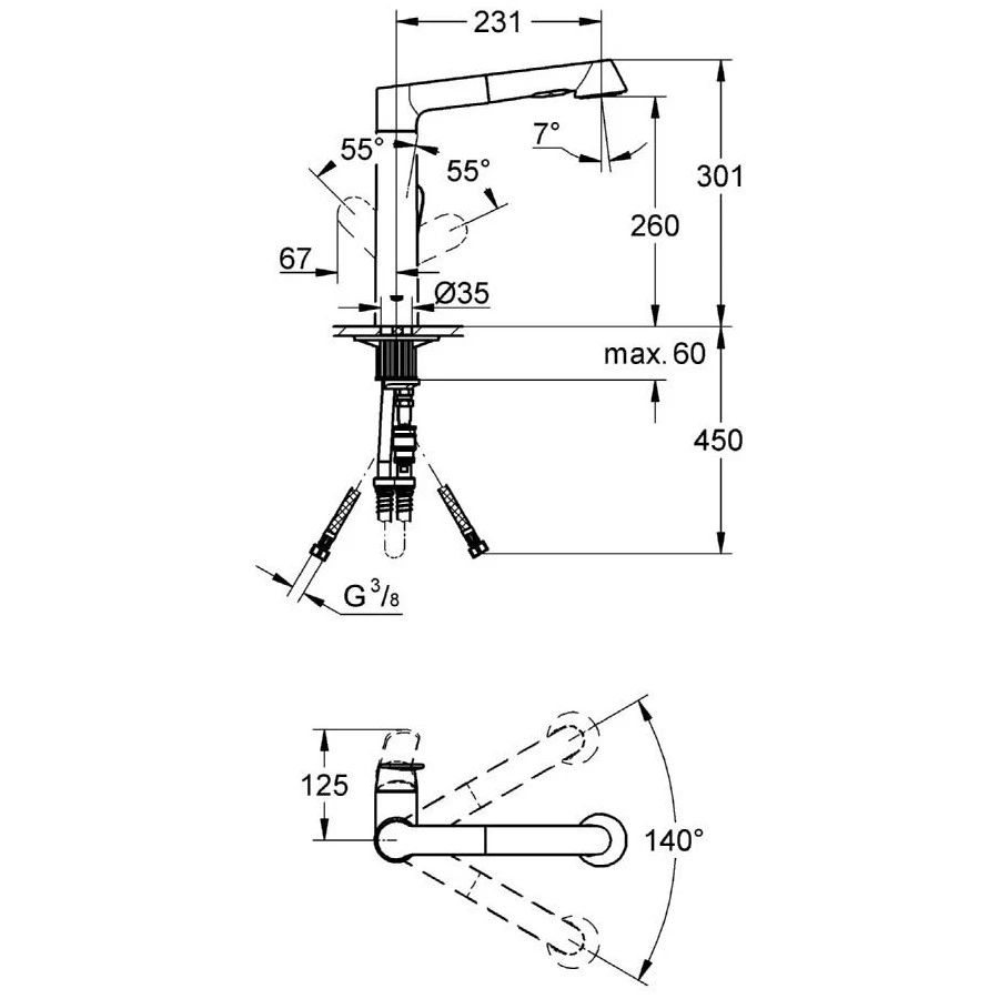 Grohe K7 Mono Sink Mixer With Pull Out 1/2″ 32176 Chrome 4 Grohe K7 Mono Sink Mixer With Pull Out 1/2″ 32176 Chrome - Image 2