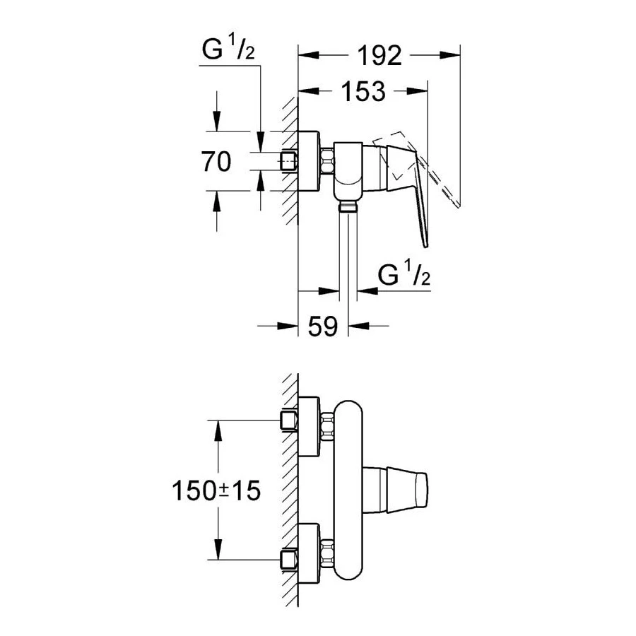 Grohe Eurosmart Cosmopolitan Wall Shower Mixer 1/2″ 32837 3 Grohe Eurosmart Cosmopolitan Wall Shower Mixer 1/2″ 32837 - Image 2