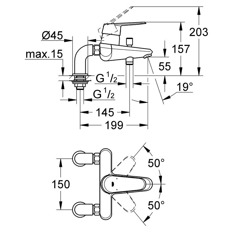 Grohe Eurodisc Cosmopolitan Bath/Shower Mixer 1/2″ 33392 4 Grohe Eurodisc Cosmopolitan Bath/Shower Mixer 1/2″ 33392 - Image 2