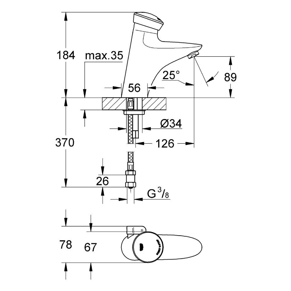 Grohe Eurodisc SE Self-Closing Electronic Basin Mixer 1/2″ 36233 4 Grohe Eurodisc SE Self-Closing Electronic Basin Mixer 1/2″ 36233 - Image 2