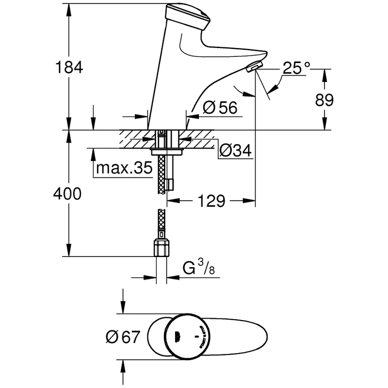 Grohe Eurodisc SE Self-Closing Basin Tap 36249 4 Grohe Eurodisc SE Self-Closing Basin Tap 36249 - Image 2