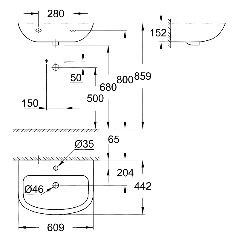 Grohe Bau Ceramic 60cm Wash Basin 39421 4 Grohe Bau Ceramic 60cm Wash Basin 39421 - Image 2